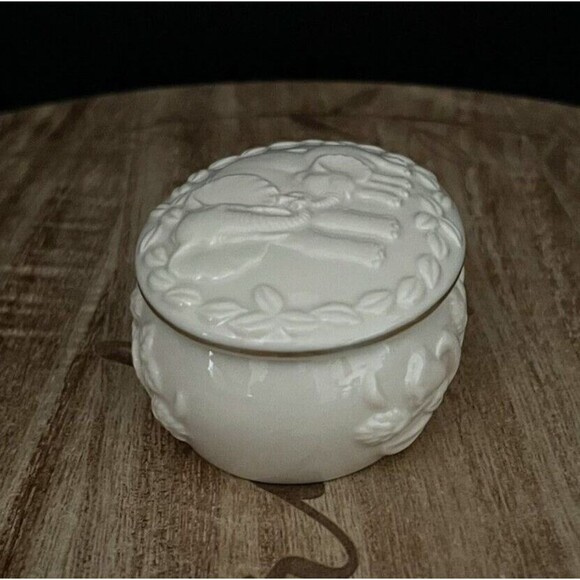 LENOX Tender Love Elephants Keepsake Oval Box w lid 24kt Gold trim Trinket Dish - Picture 5 of 12